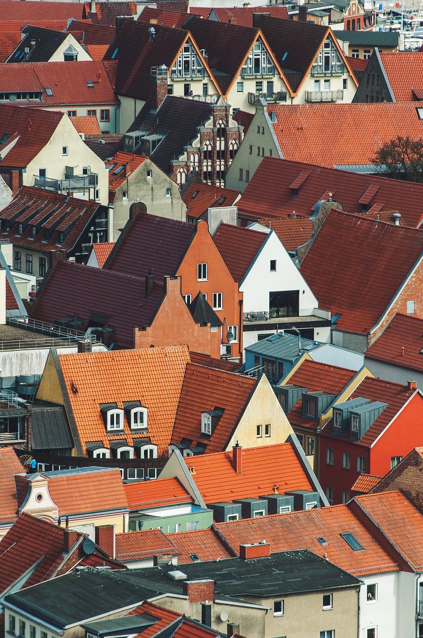 houses, bird's eye view, roofs