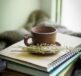 books, cup, herbs